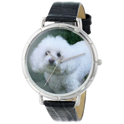 Whimsical Women's Watch T0130010 Bichon Black Leather And Silvertone Photo Watch