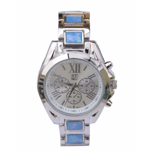 Ladies Blue-Tone Link Watch