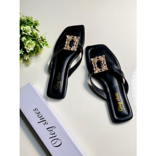 Oleg Flat Slippers - Black