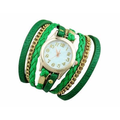 Ladies Leather Bracelet Watch - Green