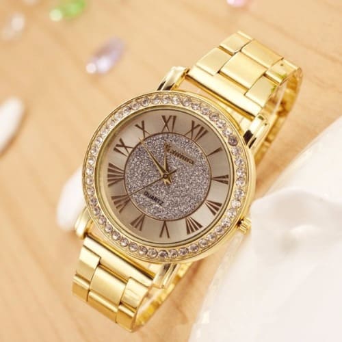 Gold Rhinestone Dress Watch