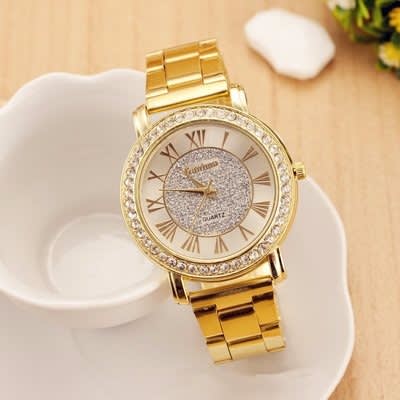 Gold Rhinestone Dress Watch