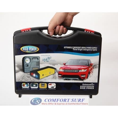 Jumper Starter With 5v-19v Output For Car, Phone & Laptop Charger + Air Compressor 4 Tyre