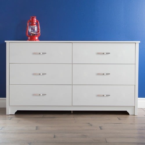 J Best  6 Drawer Double Dresser - White