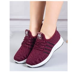 Thickened Bottom Mesh Unisex Sneakers-red.