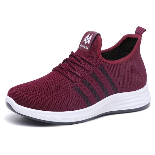 Thickened Bottom Mesh Unisex Sneakers-red.