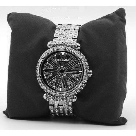 Forecast Spinning Dial Iced Out Silver Watch