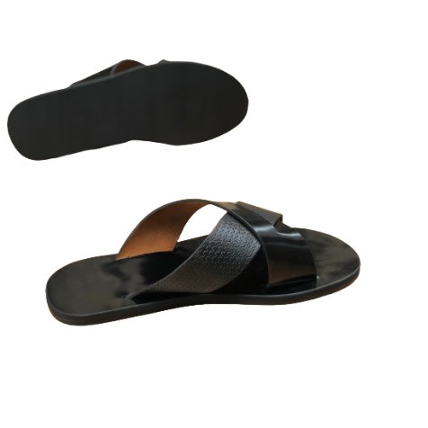 Men Leather Cross Slippers