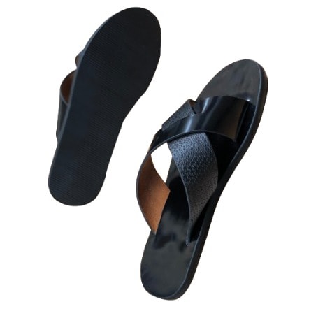 Men Leather Cross Slippers