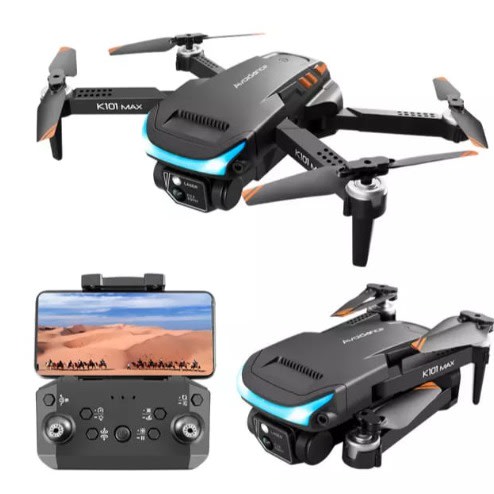 New K101 Max Drone Wifi Fpv 4k Hd Dual Camera With 2 Batteries Obstacle Avoidance Professional
