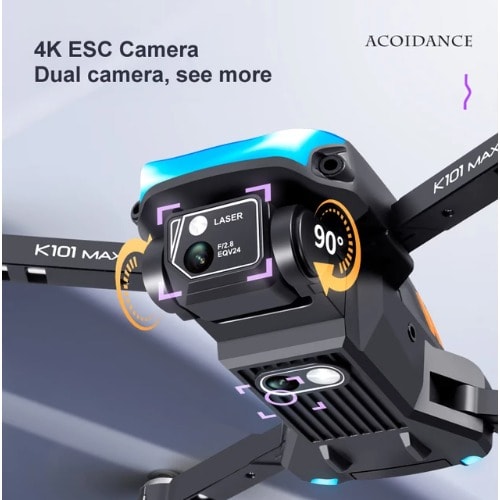 New K101 Max Drone Wifi Fpv 4k Hd Dual Camera With 2 Batteries Obstacle Avoidance Professional