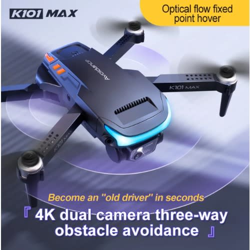 New K101 Max Drone Wifi Fpv 4k Hd Dual Camera With 2 Batteries Obstacle Avoidance Professional