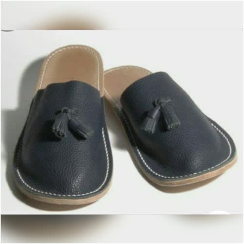 Realwon Tassel Leather Slippers - Black