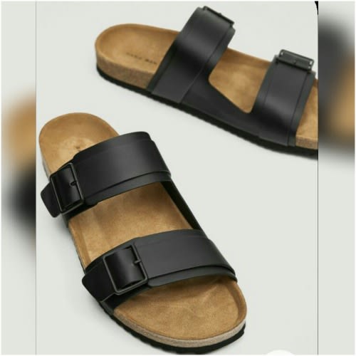 Realwon Stock Leather Slippers - Black