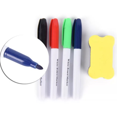 Whiteboard Pen Marker And Eraser - Set Of 5
