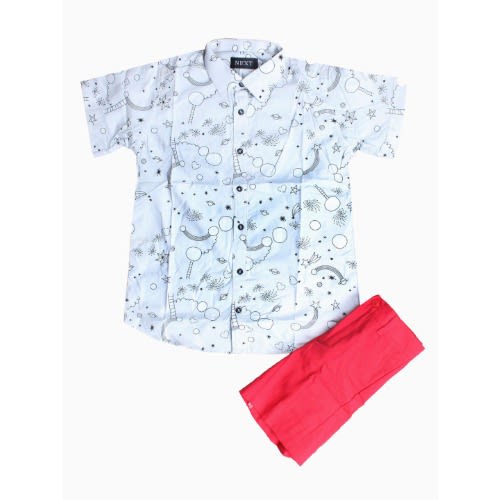 Boys' 2piece Red Short + Black & White Shirt
