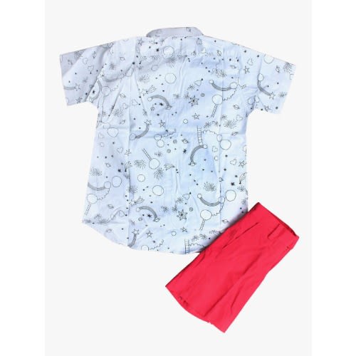 Boys' 2piece Red Short + Black & White Shirt