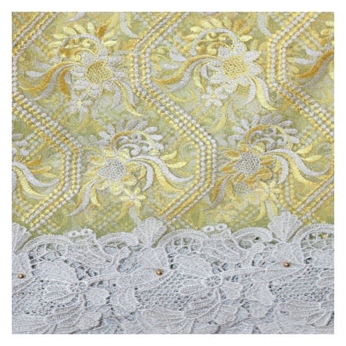 Swiss Net Lace - Yellow And White - 5 Yards