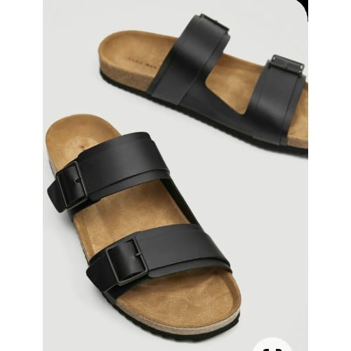 Male Black Stock Leather Slippers