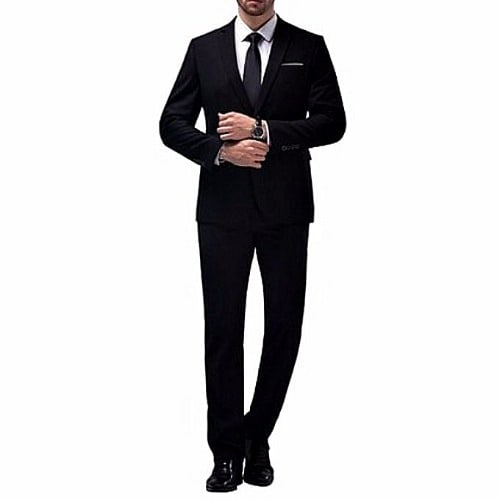 Men's Superior Slim Fit Suit With Double Back Slit -vent- Black..