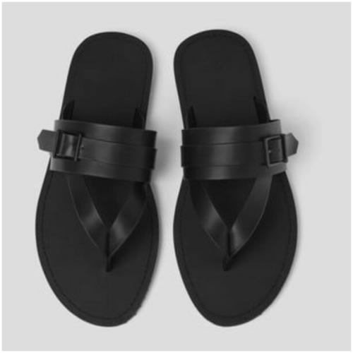 Black Buckle Male Slippers