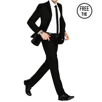 Men's Plain Smart Suit - Black