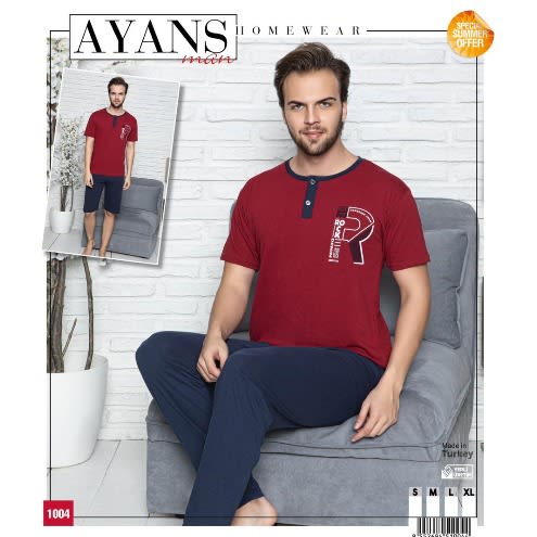 Men's Home 3 Piece Set - Trouser, Short And Top