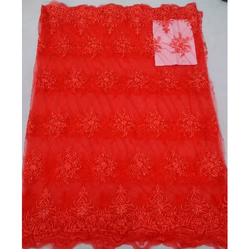 Bedazzled And Silky Soft Red Sample Lace - 4 Yards