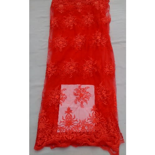 Bedazzled And Silky Soft Red Sample Lace - 4 Yards