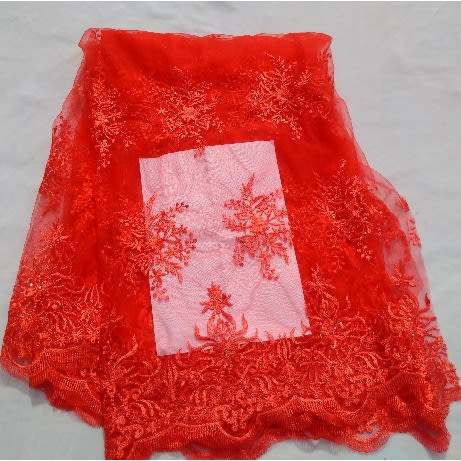 Bedazzled And Silky Soft Red Sample Lace - 4 Yards