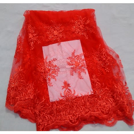 Bedazzled And Silky Soft Red Sample Lace - 4 Yards