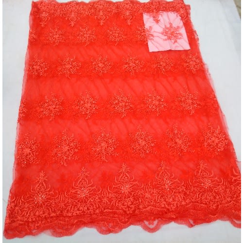 Bedazzled And Silky Soft Red Sample Lace - 4 Yards