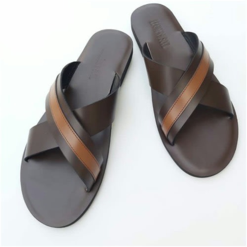 Male Dark Brown Leather Slips