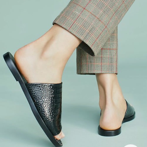 Male Skin Leather Slippers - Black