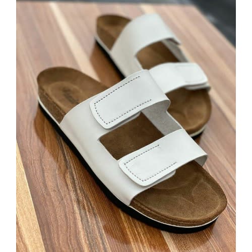 Leather Stock Slippers -  White