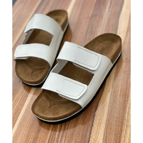 Leather Stock Slippers -  White