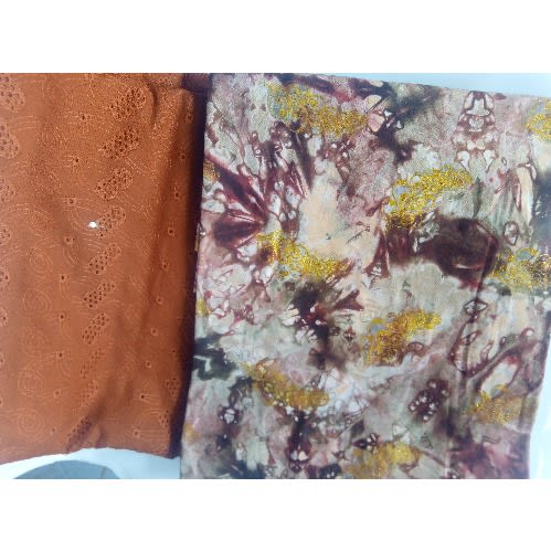 4 Yards Plain And Patterned Lace Adire Material