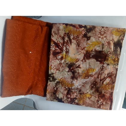 4 Yards Plain And Patterned Lace Adire Material