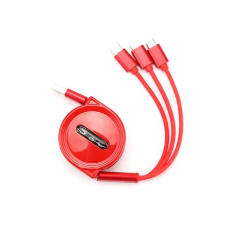 3 In 1 Retractable Lightning Cable - Red