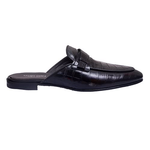 Black Stamp Skin Half Shoe