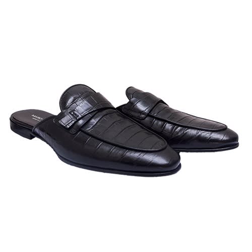 Black Stamp Skin Half Shoe