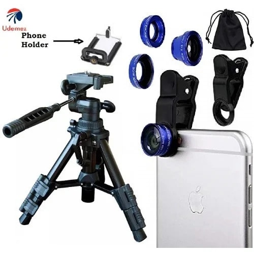 Fish Eye 3-in-1 Camera Lens + Tripod Stand For Camera