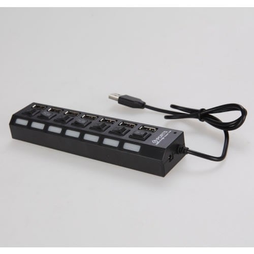 7 Port USB 2.0 Independent Switch Indicator