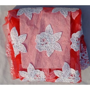Red Lace With White Details - 4 Yards