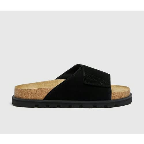 Realwon Leather Suede Slippers - Black