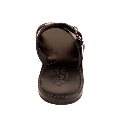 Black Leather Slippers With Buckle