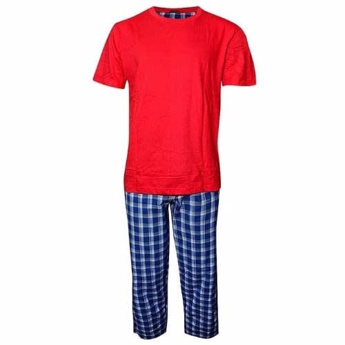 Men's Cotton Nightwear - Red Multicolour