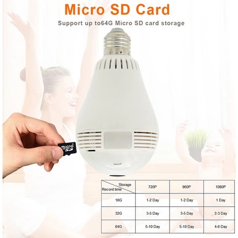 Panoramic 360 Degree V380 Camera Wireless Light Bulb Ip Camera Wifi