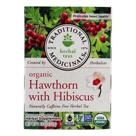 Organic Hawthorn With Hibiscus - Non Gmo - 16 Tea Bags