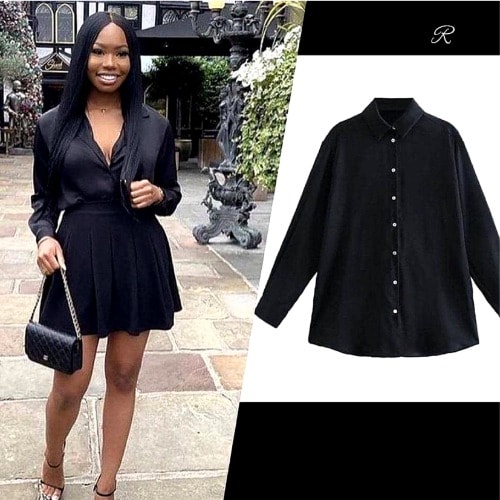 Women's Silk Shirt- Black